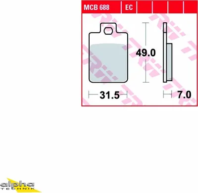 Immagine prodotto di TRW Bremsbelagsatz MCB688 Typhoon Typhoon 50 TEC Zip II 50 2T C25