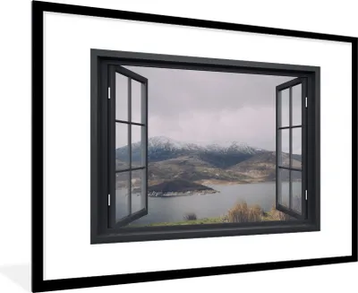Produktbild von MuchoWow® MuchoWow® Gerahmtes Poster Aussicht - Landschaft - Wasser 90x60 cm - Poster mit zchwarzem Bilderrahmen - Wanddekoration - Fotos