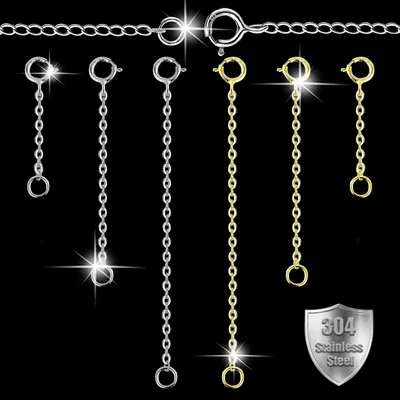 Produktbild von Halskettenerweiterungskette 6 Stk, Edelstahl, 2/3/4 Zoll, Silber/Gold, Für Halsketten Armbänder Fußketten, Schmuckherstellung