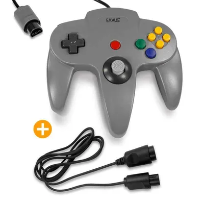 Produktbild von Eaxus® Controller geeignet für Nintendo 64 + 1,8m Verlängerungskabel - N64 Controller Gamepad, Grau