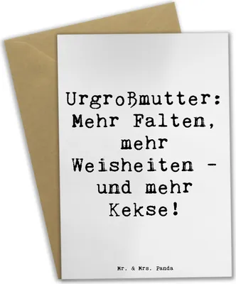 Produktbild von Mr. & Mrs. Panda babykarte Spruch Urgroßmutter Weisheiten - Weiß - Geschenk, Geschenke, einladungskarten, Familientradition, Grußkarten, Weisheit, weihnachtskarten, Ahnen