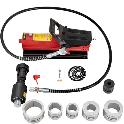Image de VEVOR Extenseur hydraulique de tuyau d'échappement, taille 1-5/8" à 4-1/4", pompe à pédale 10 T incluse, avec 4 matrices, 2 valises de rangement pour les tuyaux en cuivre-aluminium lors de la réparation automobile