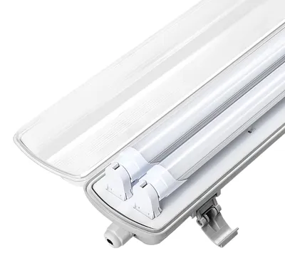 Produktbild von Ikodm T8 LED-Feuchtraumleuchte IP65, 18 W 120 cm, 2-flammig, Neutralweiß 4500 K, LED-Wannenleuchte für Keller, Garage & Werkstatt