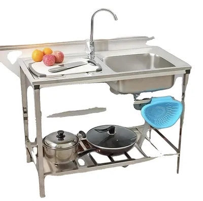 Zdjęcie produktu dla Zlewozmywak kuchenny, wolnostojący, wykonany ze stali nierdzewnej (201), wymiary 75*40*75 cm, udźwig 40 kg, wymiary komory zlewu 35*32 cm