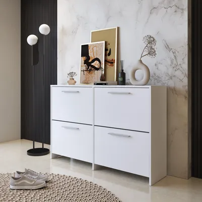 Immagine prodotto di Moruzzo - Scarpiera, 120x28x79h cm Bianco, 4 Ripiani
