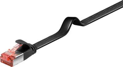 Produktbild von 250x Goobay 94231 CAT 6 Flachkabel, U/FTP, schwarz, 1 m - Kupferleiter (CU)