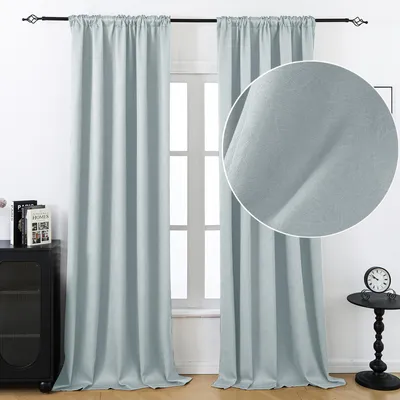 Produktbild von 2er Set Vorhänge Geprägter Verdunkelungsvorhang mit Kräuselband Blickdicht Vorhang Gardinen für Wohnzimmer Schlafzimmer, B132xH244cm, Grau
