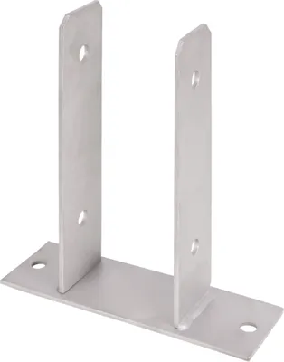 Image de Alberts 212919 Support de poteau en U, à visser, acier inoxydable, largeur intérieure 91 mm