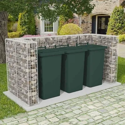 Produktbild von Gabionen Mülltonnenverkleidung für 3 Tonne 250x100x120cm Gabionenwand Steinkorb Gabionen Gabionenkorb Gabionen Zaun Steingabionen Gabionenkörbe Gabionensäule Verzinkter Stahl