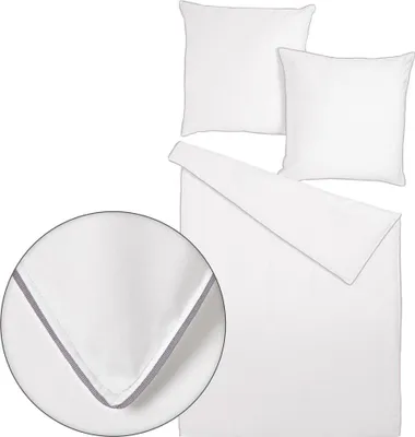 Produktbild von Traumschlaf Uni Bettwäsche White Collection Pipping Kissenbezug einzeln 70x90 cm light-grey