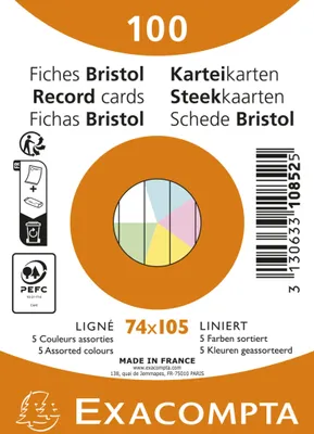 Produktbild von Exacompta 40x Karteikarten A7 100 Stück, liniert, nicht gelocht sortiert 10852E