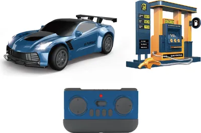 Produktbild von Auto mit Rauchfunktion und ferngesteuerter RC-Tankstelle, 22 cm