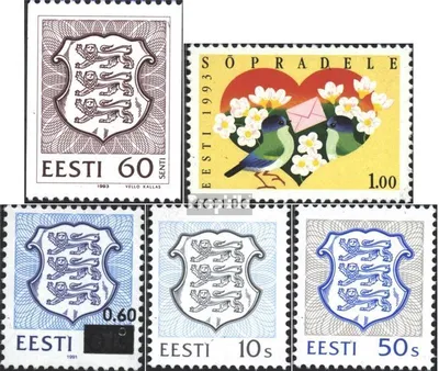 Produktbild von Briefmarken Estland 1993 Mi 198,199,203,204,205 (kompl.Ausg.) gestempelt Staatswappen