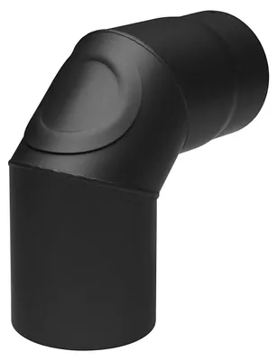 Produktbild von Raik Basic Rauchrohrbogen 150mm schwarz 90° mit Tür für Rauchrohr / Ofenrohr