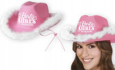 Immagine prodotto di Cappello da cowboy Marabou Rosa Party Girls Stag Party Carnival Accessory Western Costume Idea, Colore: Pink / White