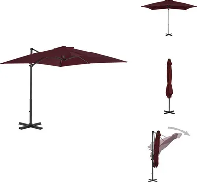 Obrázek produktu pro vidaXL Slunečník s hliníkovou tyčí Bordeaux red 250x250 cm - Slunečníky a slunečníky
