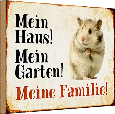 Produktbild von Holzschild Spruch Hamster 30x20cm mein Haus mein Garten Familie