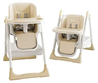 Produktbild von Verstellbarer Hochstuhl für Babys mit Essbrett und Korb, Beige