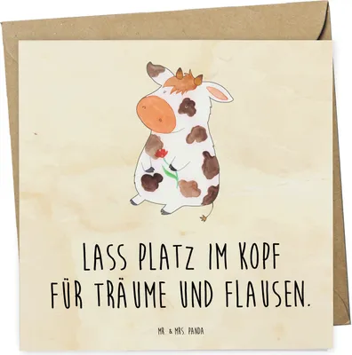 Produktbild von Mr. & Mrs. Panda Grußkarte Kuh - Vintage - Geschenk, anlasskarte, faltkarte, Hof, Klappkarte, Motivtion, Glückwunschkarte, Kühe, Landwirtin, Milch, doppelkarte, Spruch