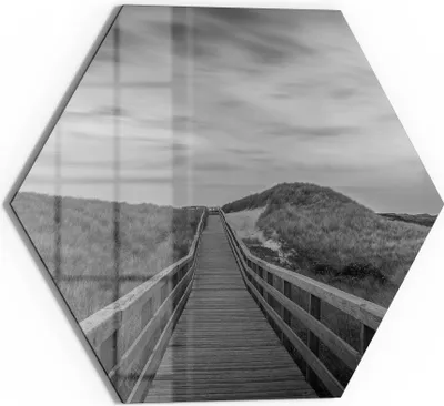 Produktbild von DEQORI Glasbild Echtglas 40x35 cm 'Dünenweg der Stille' Wandbild Bild modern Deko