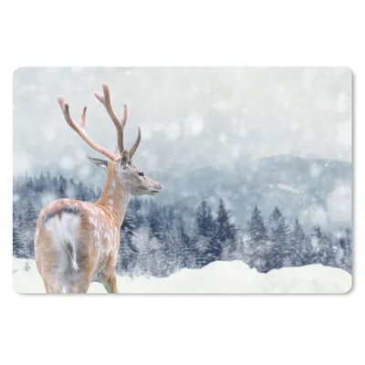 Produktbild von MuchoWow® Schreibtischunterlage Winter - Hirsche - Tiere 60x40 cm - XXL Mauspad - Großes Mauspad