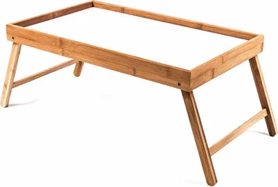 Produktbild von Frühstücktablett aus Bambus mit beschichteter Ablage und Klapp-Beinen, Maße ca. 50 x 30 x 4/22,5 cm