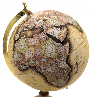 Image de Globe décoratif rétro sur socle en bois, style vintage, 32 cm - NC2590