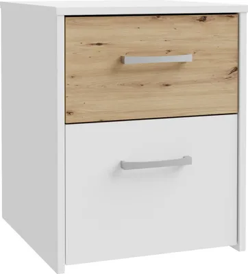 Produktbild von Nachtkästchen Nachttisch CULGOA 2 Schubladen in Weiß / Artisan Eiche