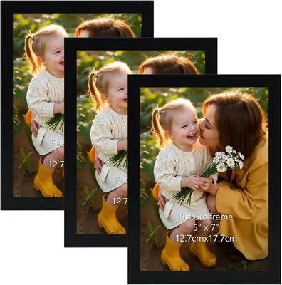 Produktbild von Set von 3 Bilderrahmen 13x18 cm, Schwarze PVC Wandrahmen, für Fotos, Dokumente, Poster