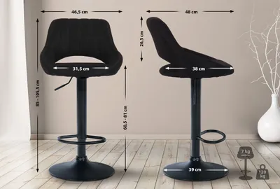 Produktbild von 2er Set Barhocker Milet Stoff B schwarz