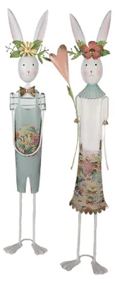 Immagine prodotto di Clayre & Eef Figura decorativa coniglio 87 cm Bianco Verde Metallo