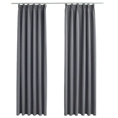 Produktbild von vidaXL Verdunkelungsvorhänge mit Haken 2 Stk. Grau 140x225cm