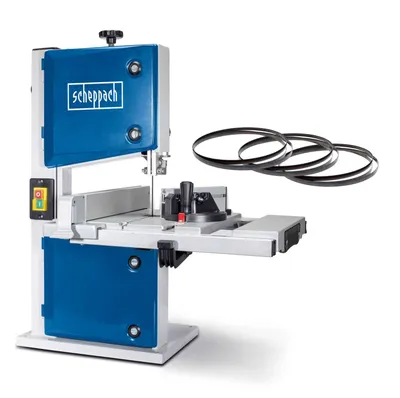 A Scheppach bandsaw with a set of spare blades.