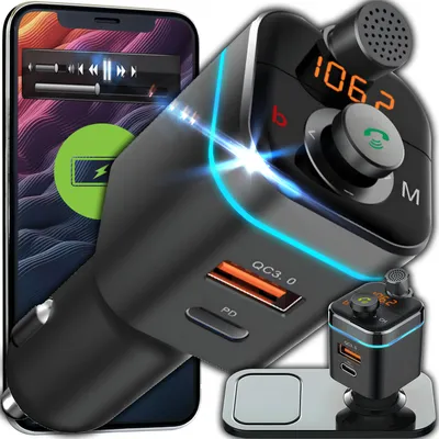 Produktbild von Bluetooth FM vysielač pre autorádio Adaptér prijímača do auta s handsfree Bezdrôtová duálna USB nabíjačka 5V/2,4A a 5V/1A Retoo