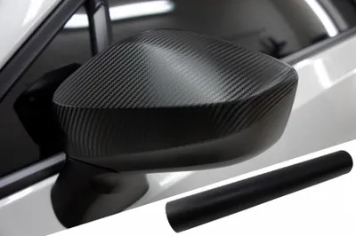 Produktbild von Design Folie schwarz matt viele Fahrzeuge PREMIUM Spiegel Spiegelgehäuse Kappe