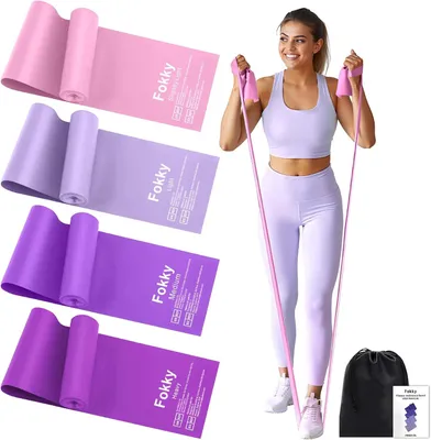 Produktbild von Fitnessbänder 2 m, 4er Set, latexfrei, 4 Widerstandsstufen, für Yoga
