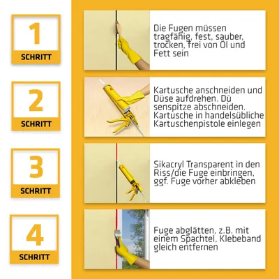 Produktbild von Acryldichtstoff 300ml Sikacryl transparent - Risse Spalten Abdichtung innen