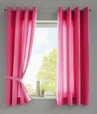 Vorhänge Set 2er, Mikrosatin, Ösen, 175x140 cm, Rosa