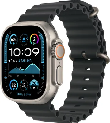 Produktbild von Apple MXTL3ZM/A, Band, Smartwatch, Schwarz, Apple, Apple Watch Models 44mm 45mm 46mm 49mm, Fluor-Elastomer, Titan