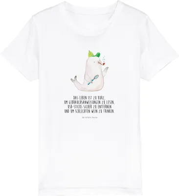 Produktbild von Mr. & Mrs. Panda Kleinkinder T-Shirt Robbe Sherlock 5-6 Jahre (110/116) - Weiß - Geschenk, Lustige Sprüche, Baumwolle Kinder, Shirts für, Kindershirt, Teenager, Shirt