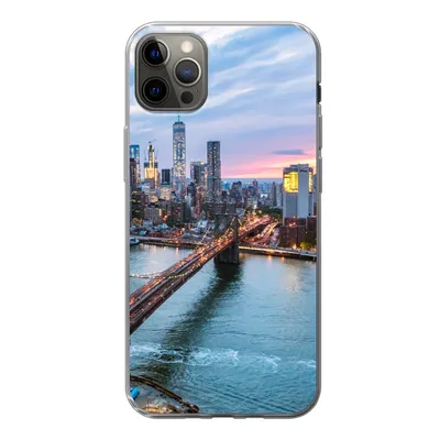 Produktbild von MuchoWow® Handyhülle Schutzhülle Hülle für iPhone 13 Pro Max New Yorker Skyline an der Brooklyn Bridge Silikon Softcase Handy Hülle - Mobiltelefon