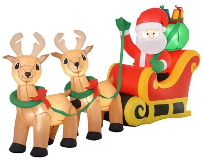 Productafbeelding van Opblaasbare kerstman met slee, 6 ledlampjes, waterdicht, 240 x 57 x 112 cm