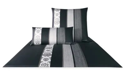 Produktbild von JOOP! Bettwäsche Mako-Satin Ornament Stripe 4022-Farbe schwarz-9, 135/200 cm + 80/80 cm