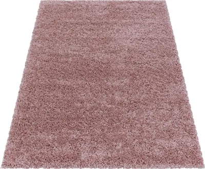 Produktbild von Teppich Wohnzimmer Hochflor Rosa 160x230 Rechteck Unicolor - Einfarbig aus Polypropylen