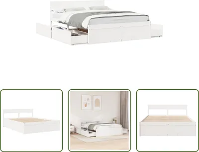 Produktbild von The Living Store Massivholzbett ohne Matratze Weiß 160x200 Kiefernholz