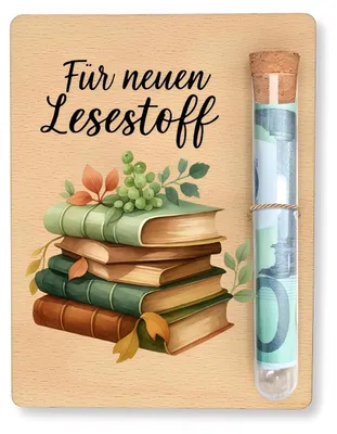 Productafbeelding van Geldgeschenk voor boekenliefhebbers, 10 x 13 cm met reagensbuis