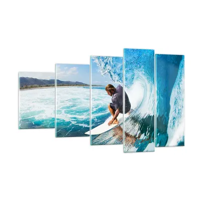 Produktbild von Bilder auf glas - Surfen Surfer Ozean Welle - 100x60cm - Glasbilder - Wandbilder - Kunstdruck - zum Aufhängen bereit - Wanddekoration aus Glas - Glas Bilder - Wandbild auf Glas - GEG100x60-2785