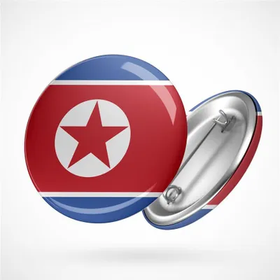 Produktbild von Huuraa Button Nordkorea Flagge Geschenk Ansteck Pin Größe 59mm Nordkorea Flagge Präsent