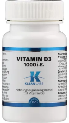Produktbild von Vitamin D 1000 i.E. KLEAN LABS, 100 St. Tabletten