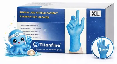 Obrázok produktu pre Jednorazové Rukavice Titan Fine Grip Nitril Modrá Veľkosť XL 100 Ks Pre Hygienu